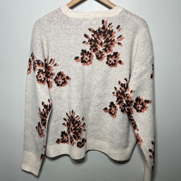 Knox Rose NWT Sweater Cottagecore Floral Blush Pink Oatmeal Casual Acrylic L $30 - Picture 3 of 7